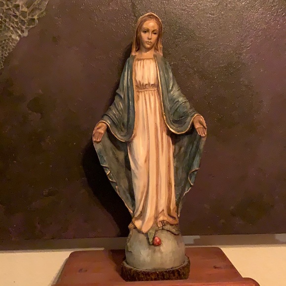Virgin Mary Hand Painted Resin Statue